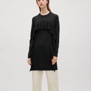 NWT Black Cos merino wool sweater dress with ruffle detail